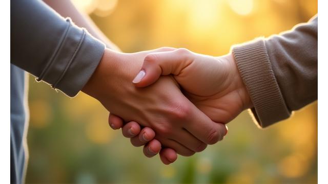 Două mâini, una tânără și una mai în vârstă, se țin delicat, simbolizând suportul intergenerațional și echilibrul emoțional, într-un cadru cu lumină caldă.