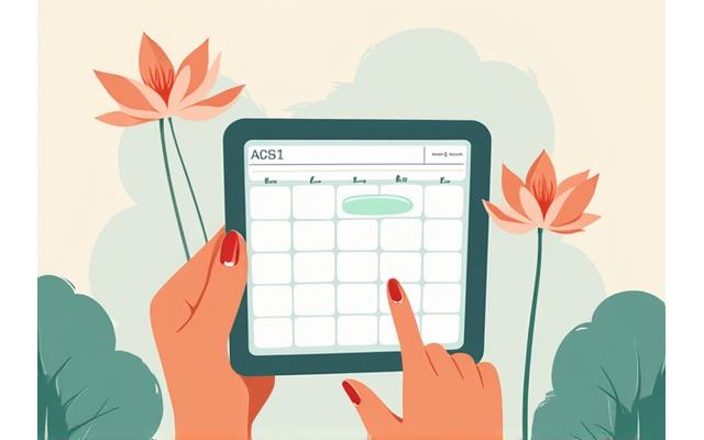 Ilustrație calendar cu evenimente evidențiate pentru mindfulness și echilibru
