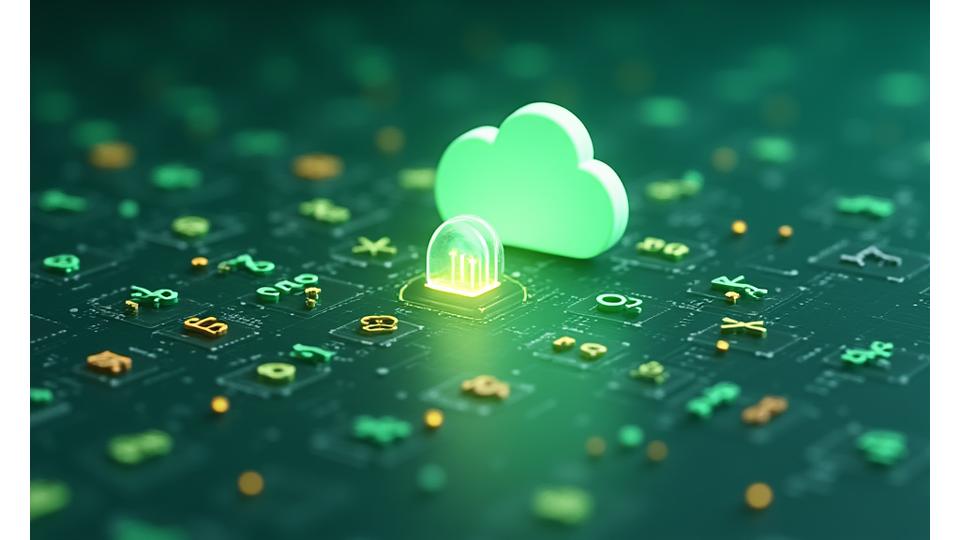 O ilustrație stilizată arătând un flux de date securizat, unde diverse tipuri de informații curg într-un nor criptat, subliniind minimizarea datelor și principiile de retenție strictă.